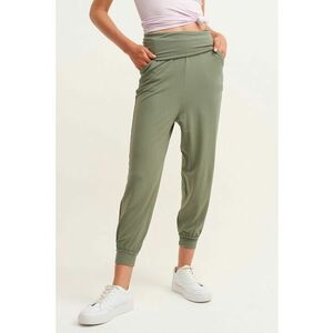 Pantaloni crop relaxed fit cu terminatie rulata imagine