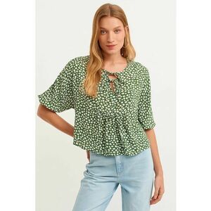 Bluza cu model floral si maneci medii imagine