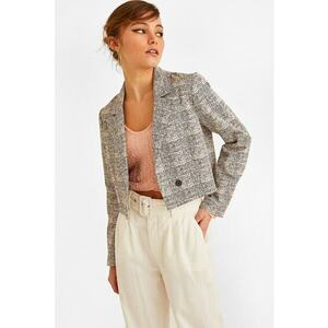 Sacou crop cu revere decupate imagine