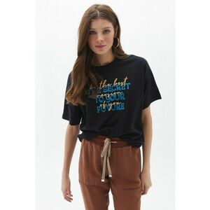 Tricou de bumbac cu imprimeu text imagine