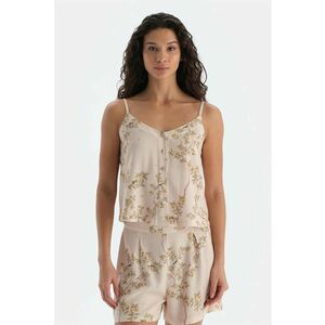 Top de pijama cu model floral si nasturi imagine