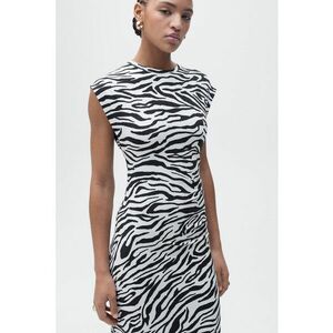 Rochie midi cambrata cu imprimeu grafic Zebra imagine