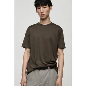 Tricou de bumbac cu decolteu la baza gatului imagine