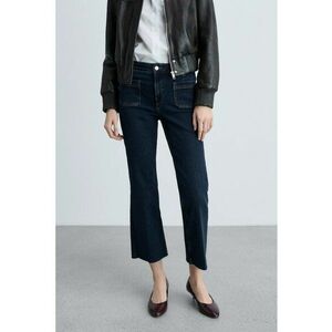 Blugi kick-flare cu buzunare aplicate imagine