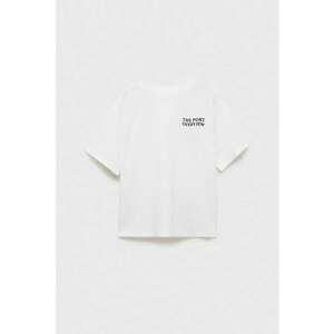 Tricou cu decolteu la baza gatului si imprimeu grafic imagine