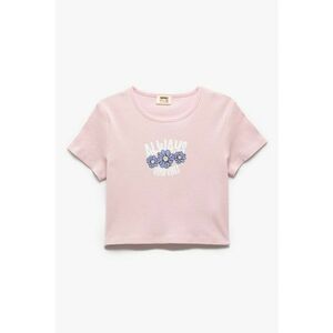 Tricou crop cu imprimeu text imagine
