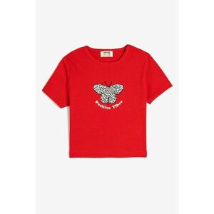 Tricou crop cu imprimeu cu fluturi imagine