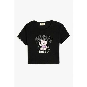 Tricou crop cu imprimeu grafic imagine