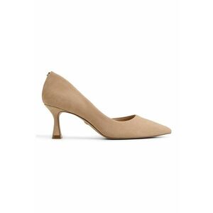 Pantofi uni de piele cu toc kitten imagine