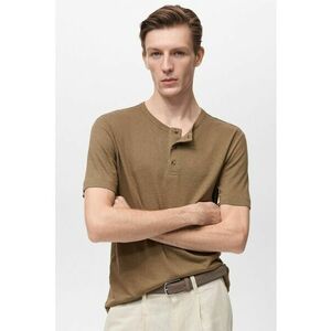 Tricou din amestec de in cu decolteu henley imagine