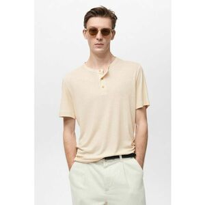 Tricou din amestec de in cu decolteu henley imagine