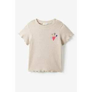 Tricou din amestec de bumbac cu decolteu la baza gatului imagine