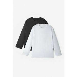 Set de bluze cu decolteu la baza gatului si model uni - 2 piese imagine