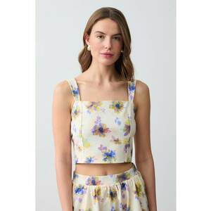Top crop cu imprimeu floral imagine