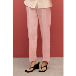 Pantaloni crop din in cu croiala conica imagine