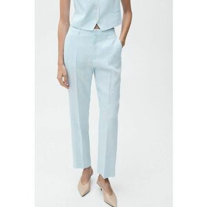Pantaloni crop din in cu croiala conica imagine