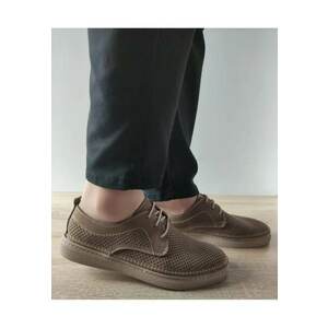 Pantofi Perforati Barbati B69-321 Bej - Bej - imagine