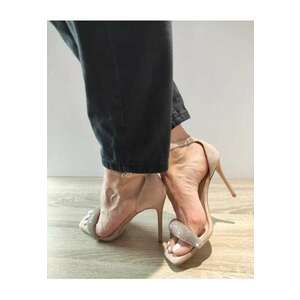 Sandale Elegante Dama 360003B 03-I Bej Nude Velur - Bej - imagine