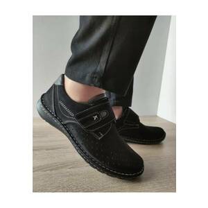 Pantofi Casual Perforati Barbati 9583 01-2 Negri Nubuck - Negru - imagine