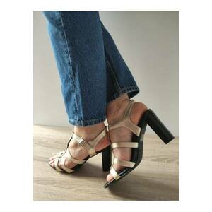 Sandale Elegante Dama 28319-44 Negre Cu Auriu - Negru - imagine