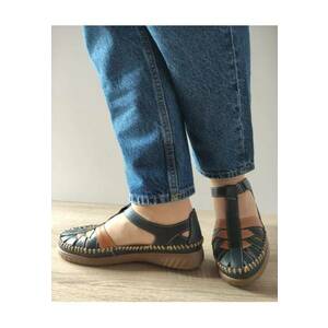 Pantofi Casual Perforati Dama 60027C 42-N Bleumarin Cu Maro - Albastru - imagine