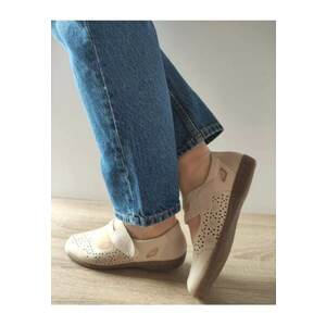 Pantofi Casual Perforati Dama 47675-60 Bej - Bej - imagine