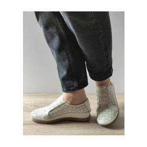 Pantofi Casualperforati Dama W8K-4890 Bej - Bej - imagine