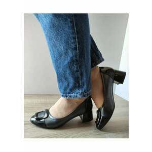 Pantofi Eleganti Dama 60008C 51-N Gri Metalic + Negru Lac - Gri - imagine