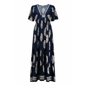 Rochie evazata cu decolteu in V si model floral imagine