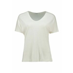 Tricou din amestec de in cu model uni si decolteu in V imagine