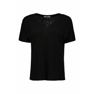 Tricou din amestec de in cu model uni si decolteu in V imagine