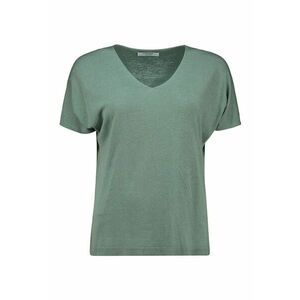 Tricou din amestec de in cu model uni si decolteu in V imagine