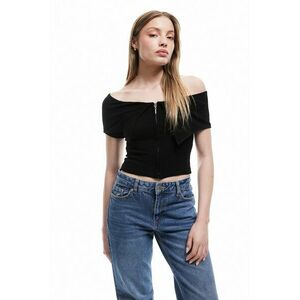 Camasa crop cu decolteu pe umeri imagine