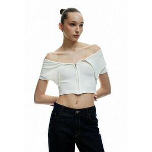 Camasa crop cu decolteu pe umeri imagine