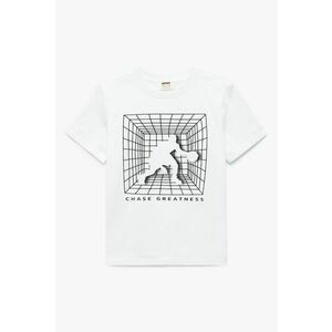 Tricou cu decolteu la baza gatului si imprimeu imagine