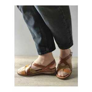 Sandale Casual Dama W8Q-0894C1 Brandy Cu Olive - Maro - imagine