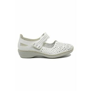 Pantofi perforati cu bareta albi din piele naturala RIK41399-80 imagine