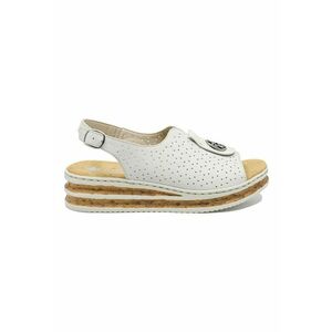 Sandale dama wedge - albe - cu logo medalion decorativ RIK62902-80 imagine