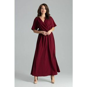 Rochie lunga L055 - eleganta - cu talie elastica - burgundy - poliester 80% imagine