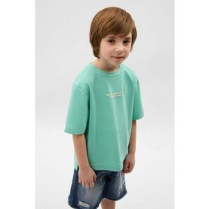 Tricou cu decolteu la baza gatului si broderie text imagine