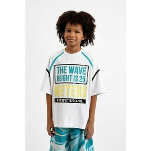 Tricou supradimensionat cu imprimeu text imagine