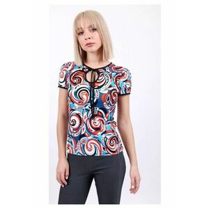 Tricou cu imprimeu abstract si detaliu decupat imagine