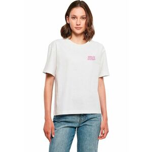 Tricou cu decolteu la baza gatului si model grafic pe partea din spate imagine