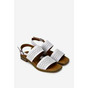 Sandale dama albe din piele cu model perforat imagine