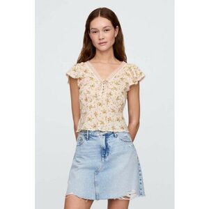 Bluza cu model floral si insertii de dantela imagine