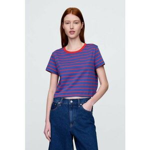 Tricou crop cu model in dungi imagine