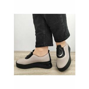 Pantofi Casual Dama 2450-Z Bej Cu Negru - Bej - imagine