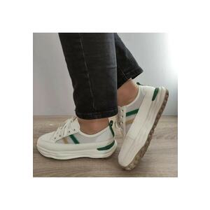Pantofi Casual Dama 18002-8 Albi Cu Verde - Alb - imagine