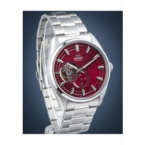 Ceas barbatesc Contemporary Semi Skeleton Automatic - cadran rosu - bratara otel - 50m rezistent la apa imagine