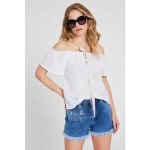 Bluza din bumbac cu decupaj pe umeri imagine